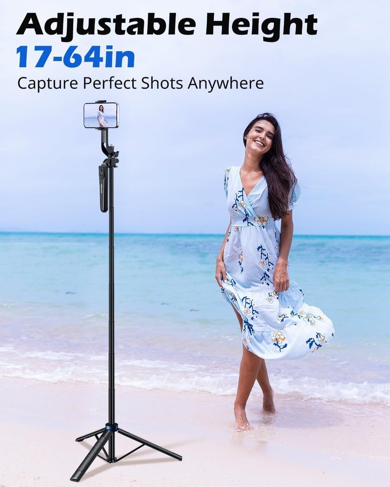 UBeesize 64'' Extendable Selfie Stick Tripod with Light & Remote, Adjustable Phone Tripod Stand for iPhone 17-11, Android, Camera, Travel Vlogging & Video Recording - Image 3